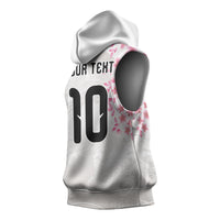 Custom Japan National Football Sleeveless Hoodie Cherry Blossom Sakura Wave Traditional Graphic Art