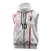 Custom Japan National Football Sleeveless Zip Hoodie Cherry Blossom Sakura Wave Traditional Graphic Art
