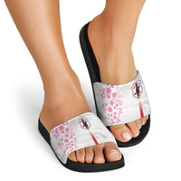 Japan National Football Slide Sandals Cherry Blossom Sakura Wave Traditional Graphic Art
