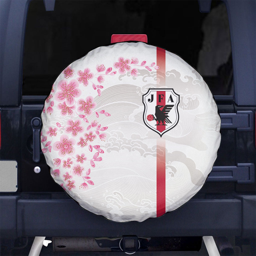 Japan National Football Spare Tire Cover Cherry Blossom Sakura Wave Traditional Graphic Art
