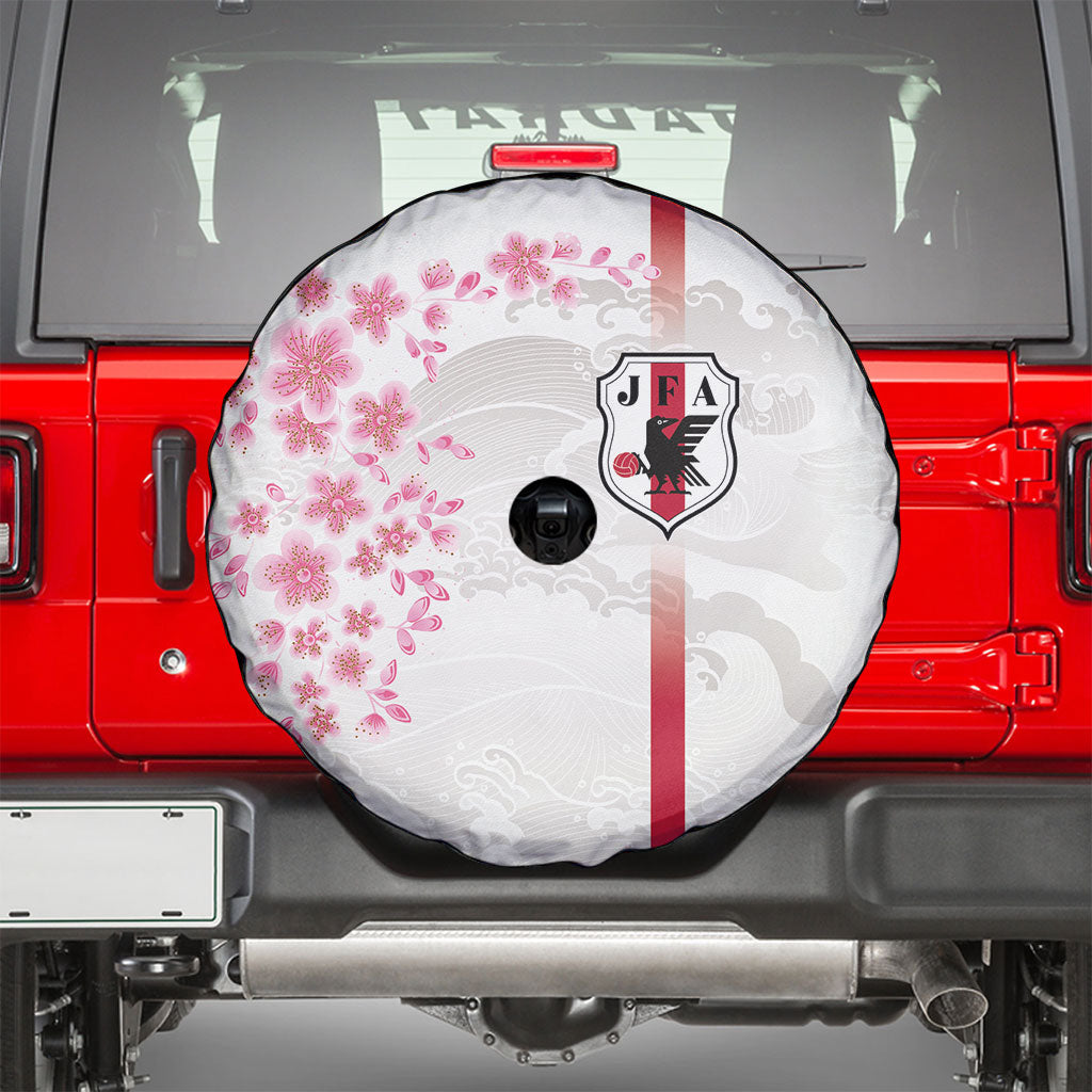 Japan National Football Spare Tire Cover Cherry Blossom Sakura Wave Traditional Graphic Art