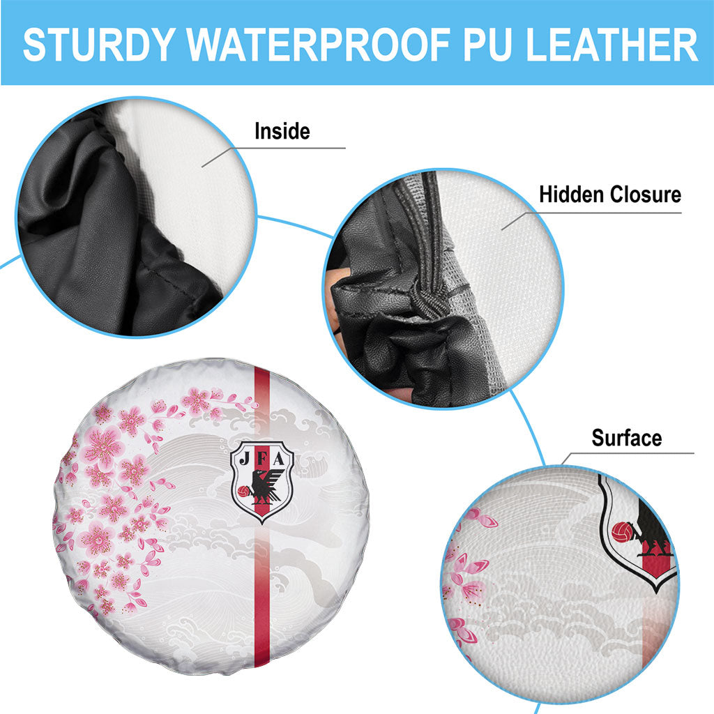 Japan National Football Spare Tire Cover Cherry Blossom Sakura Wave Traditional Graphic Art