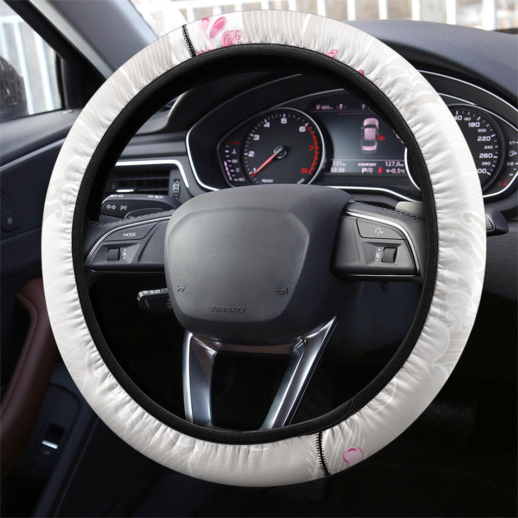 Japan National Football Steering Wheel Cover Cherry Blossom Sakura Wave Traditional Graphic Art