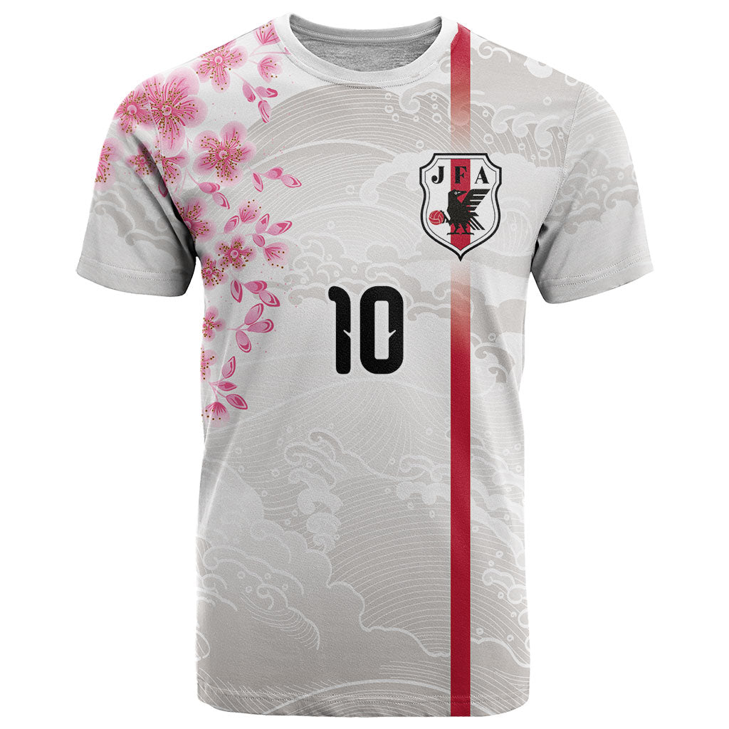 Custom Japan National Football T Shirt Cherry Blossom Sakura Wave Traditional Graphic Art