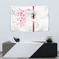 Japan National Football Tapestry Cherry Blossom Sakura Wave Traditional Graphic Art