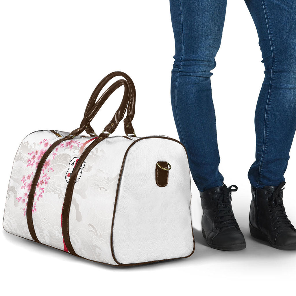 Japan National Football Travel Bag Cherry Blossom Sakura Wave Traditional Graphic Art