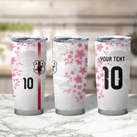 Custom Japan National Football Tumbler Cup Cherry Blossom Sakura Wave Traditional Graphic Art