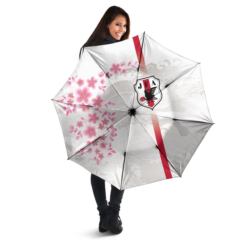 Japan National Football Umbrella Cherry Blossom Sakura Wave Traditional Graphic Art