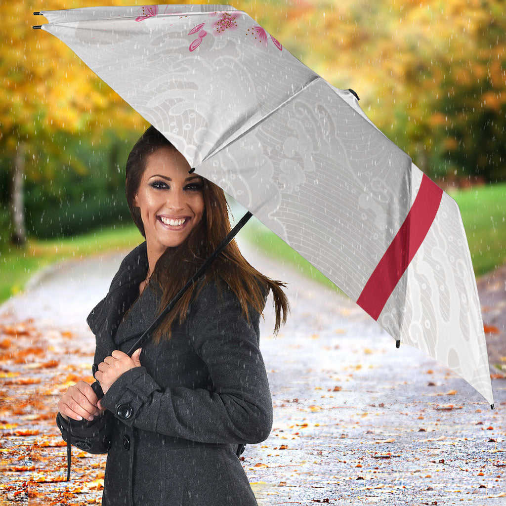 Japan National Football Umbrella Cherry Blossom Sakura Wave Traditional Graphic Art