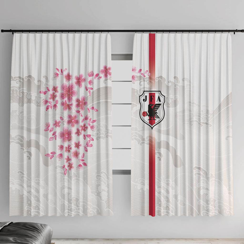 Japan National Football Window Curtain Cherry Blossom Sakura Wave Traditional Graphic Art