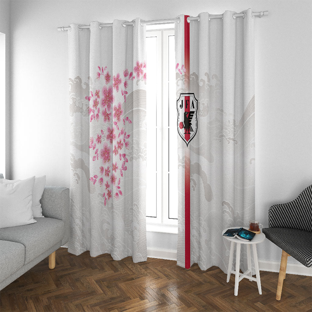 Japan National Football Window Curtain Cherry Blossom Sakura Wave Traditional Graphic Art