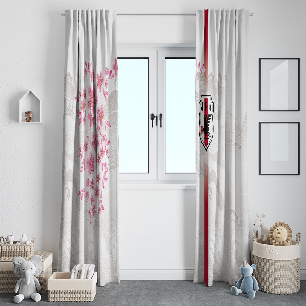 Japan National Football Window Curtain Cherry Blossom Sakura Wave Traditional Graphic Art