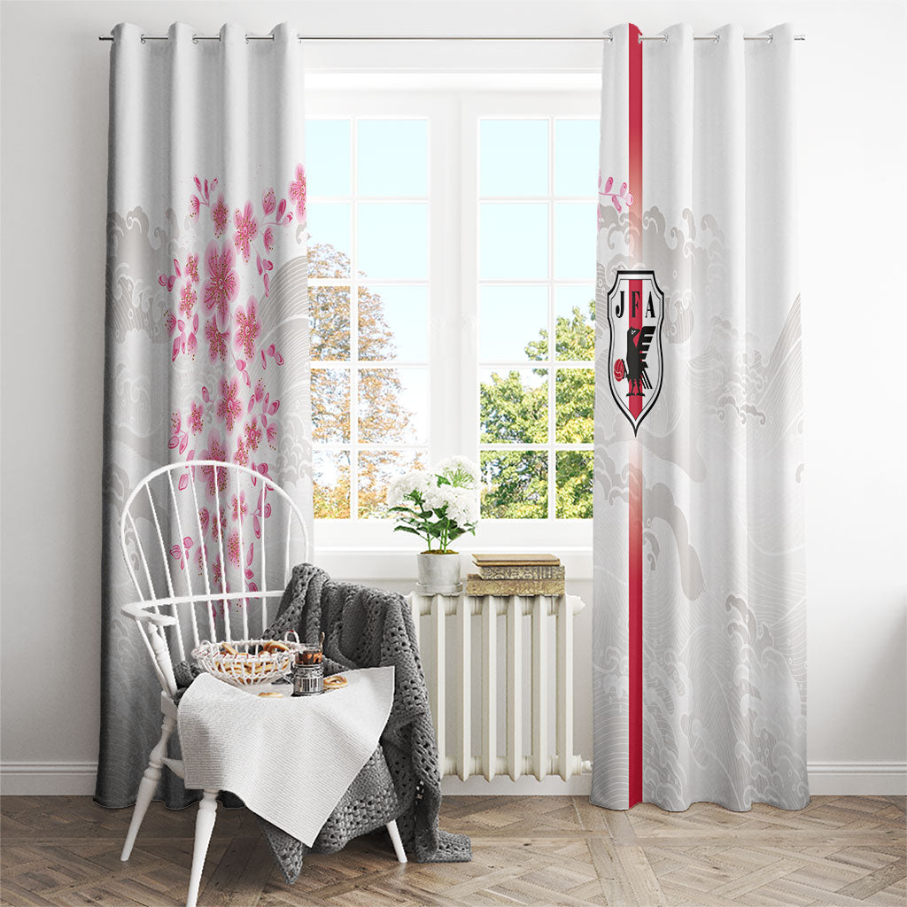 Japan National Football Window Curtain Cherry Blossom Sakura Wave Traditional Graphic Art
