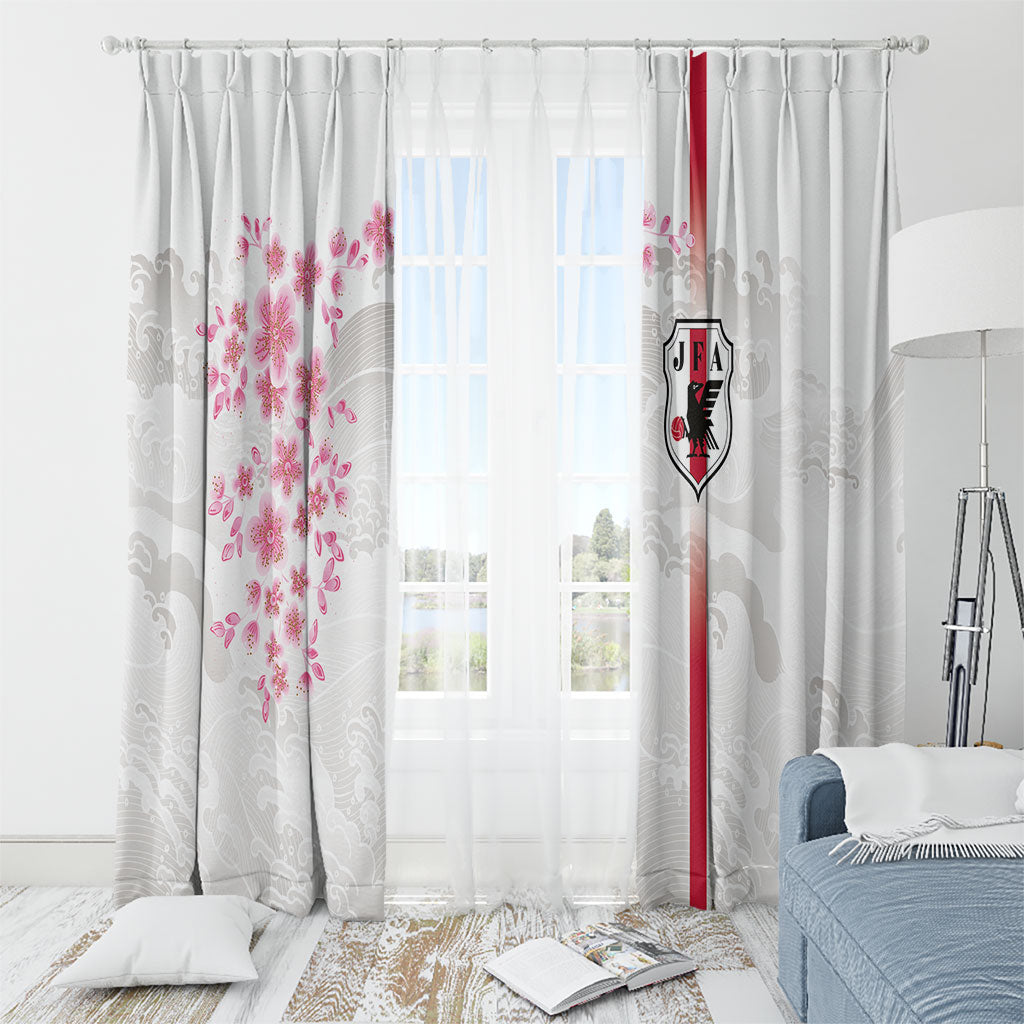 Japan National Football Window Curtain Cherry Blossom Sakura Wave Traditional Graphic Art