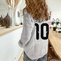 Custom Japan National Football Women Casual Shirt Cherry Blossom Sakura Wave Traditional Graphic Art