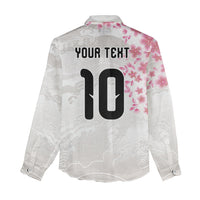 Custom Japan National Football Women Casual Shirt Cherry Blossom Sakura Wave Traditional Graphic Art