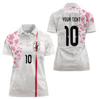Custom Japan National Football Women Polo Shirt Cherry Blossom Sakura Wave Traditional Graphic Art