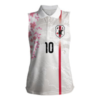 Custom Japan National Football Women Sleeveless Polo Shirt Cherry Blossom Sakura Wave Traditional Graphic Art