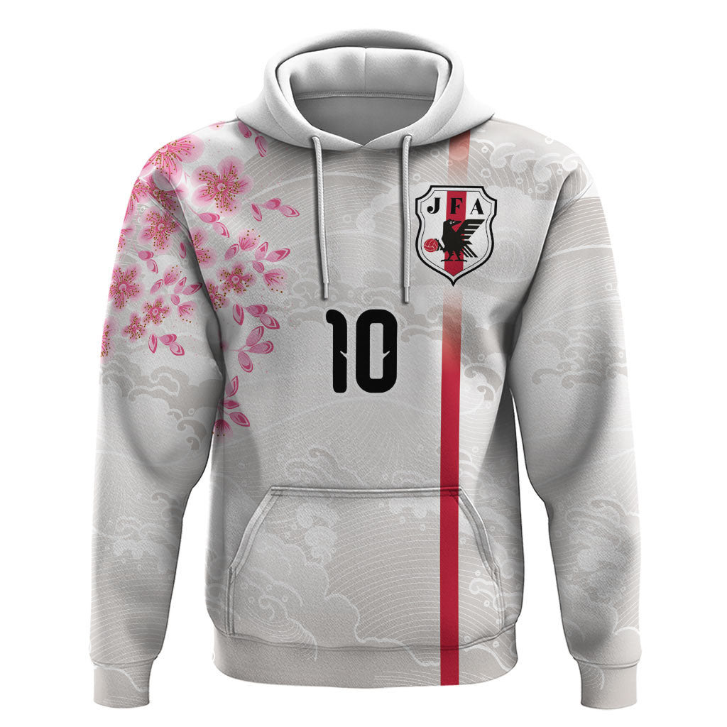 Custom Japan National Football Zip Hoodie Cherry Blossom Sakura Wave Traditional Graphic Art