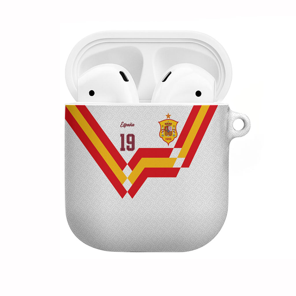 Custom Spain National Football AirPods Case Geometric Flag Stripe Pattern Retro Graphic Concept