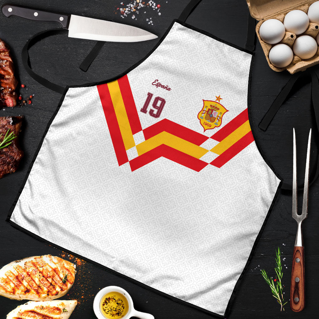 Custom Spain National Football Apron Geometric Flag Stripe Pattern Retro Graphic Concept