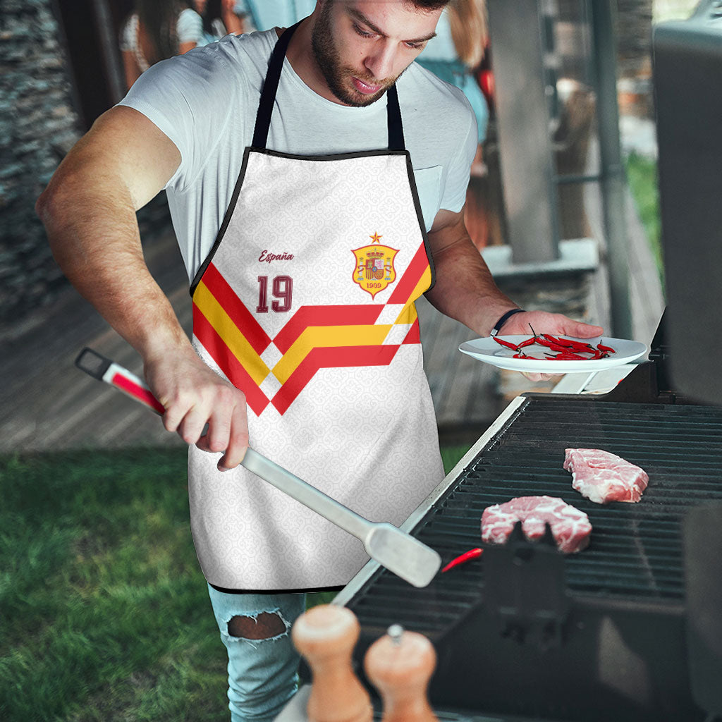 Custom Spain National Football Apron Geometric Flag Stripe Pattern Retro Graphic Concept