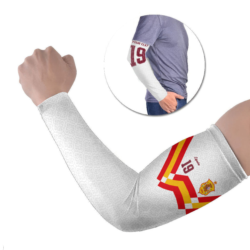 Custom Spain National Football Arm Sleeves Geometric Flag Stripe Pattern Retro Graphic Concept