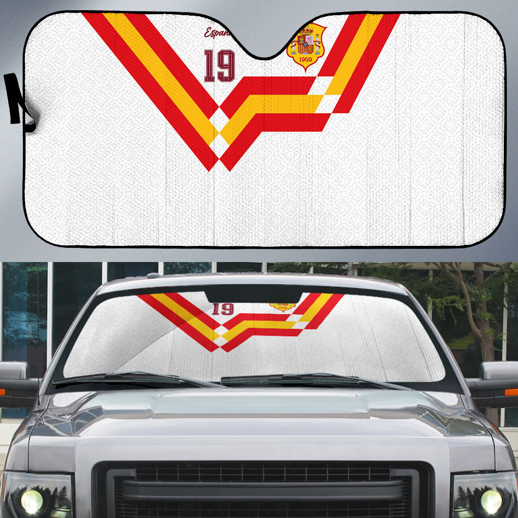 Custom Spain National Football Auto Sun Shade Geometric Flag Stripe Pattern Retro Graphic Concept