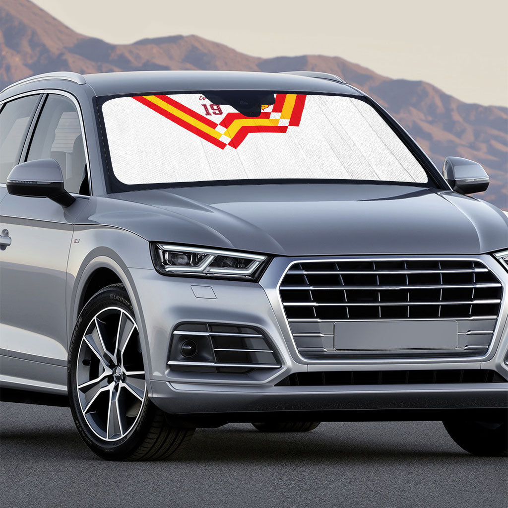 Custom Spain National Football Auto Sun Shade Geometric Flag Stripe Pattern Retro Graphic Concept