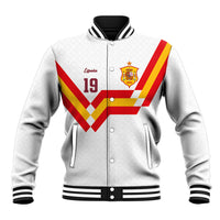 Custom Spain National Football Baseball Jacket Geometric Flag Stripe Pattern Retro Graphic Concept