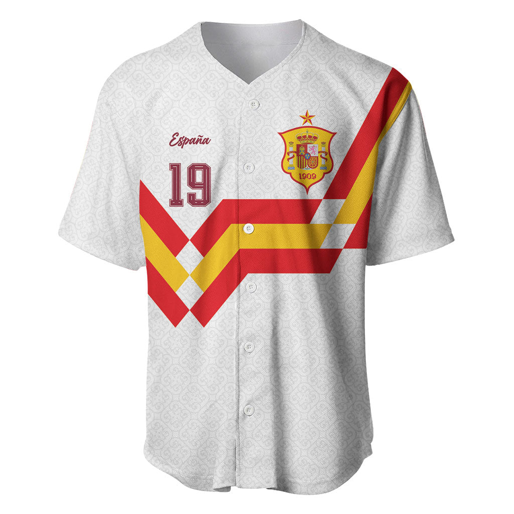 Custom Spain National Football Baseball Jersey Geometric Flag Stripe Pattern Retro Graphic Concept