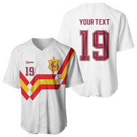 Custom Spain National Football Baseball Jersey Geometric Flag Stripe Pattern Retro Graphic Concept