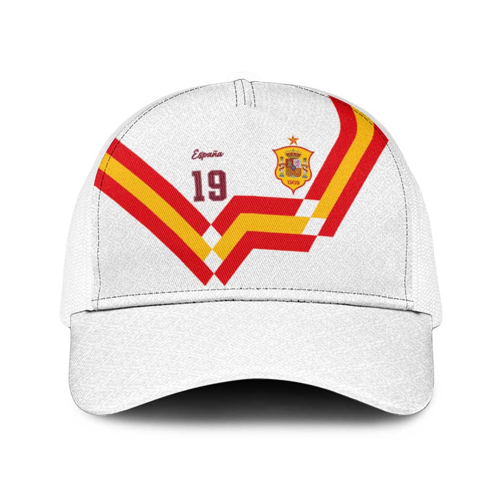 Custom Spain National Football Baseball Net Cap Geometric Flag Stripe Pattern Retro Graphic Concept