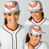Custom Spain National Football Baseball Net Cap Geometric Flag Stripe Pattern Retro Graphic Concept