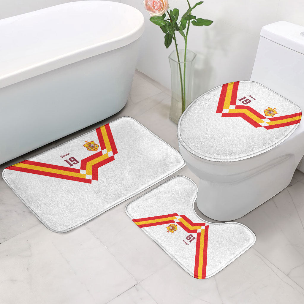Custom Spain National Football Bathroom Set Geometric Flag Stripe Pattern Retro Graphic Concept