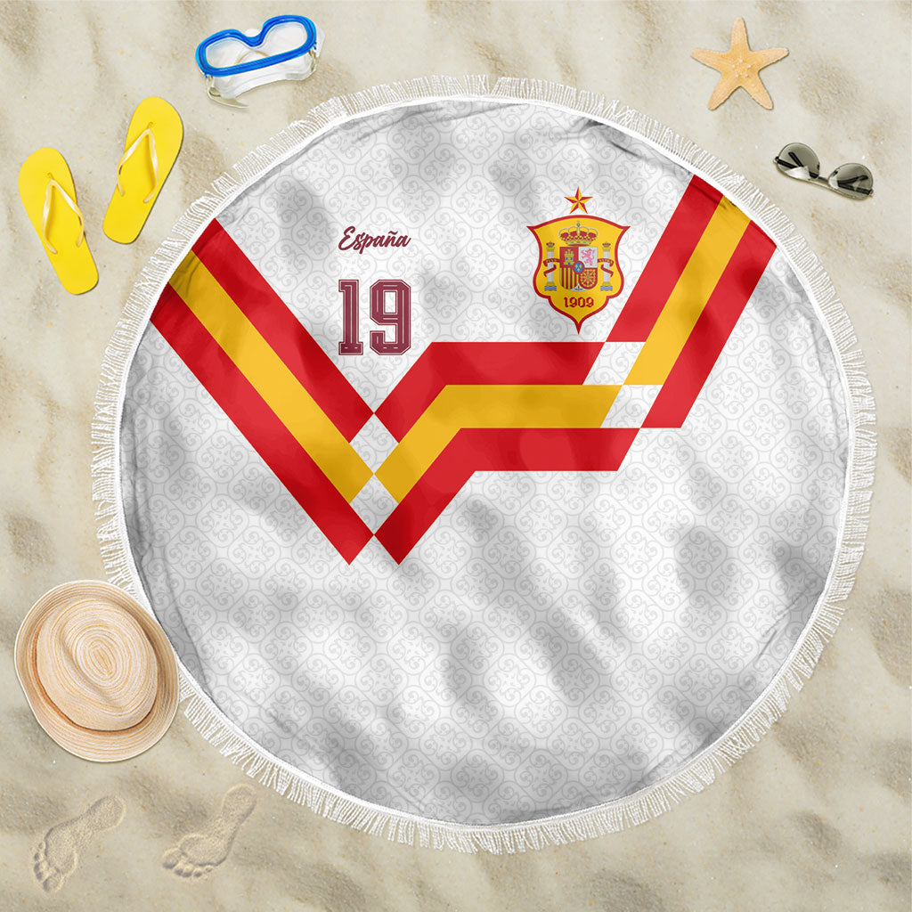 Custom Spain National Football Beach Blanket Geometric Flag Stripe Pattern Retro Graphic Concept