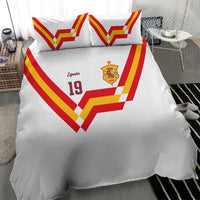 Custom Spain National Football Bedding Set Geometric Flag Stripe Pattern Retro Graphic Concept