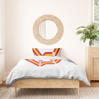 Custom Spain National Football Bedding Set Geometric Flag Stripe Pattern Retro Graphic Concept