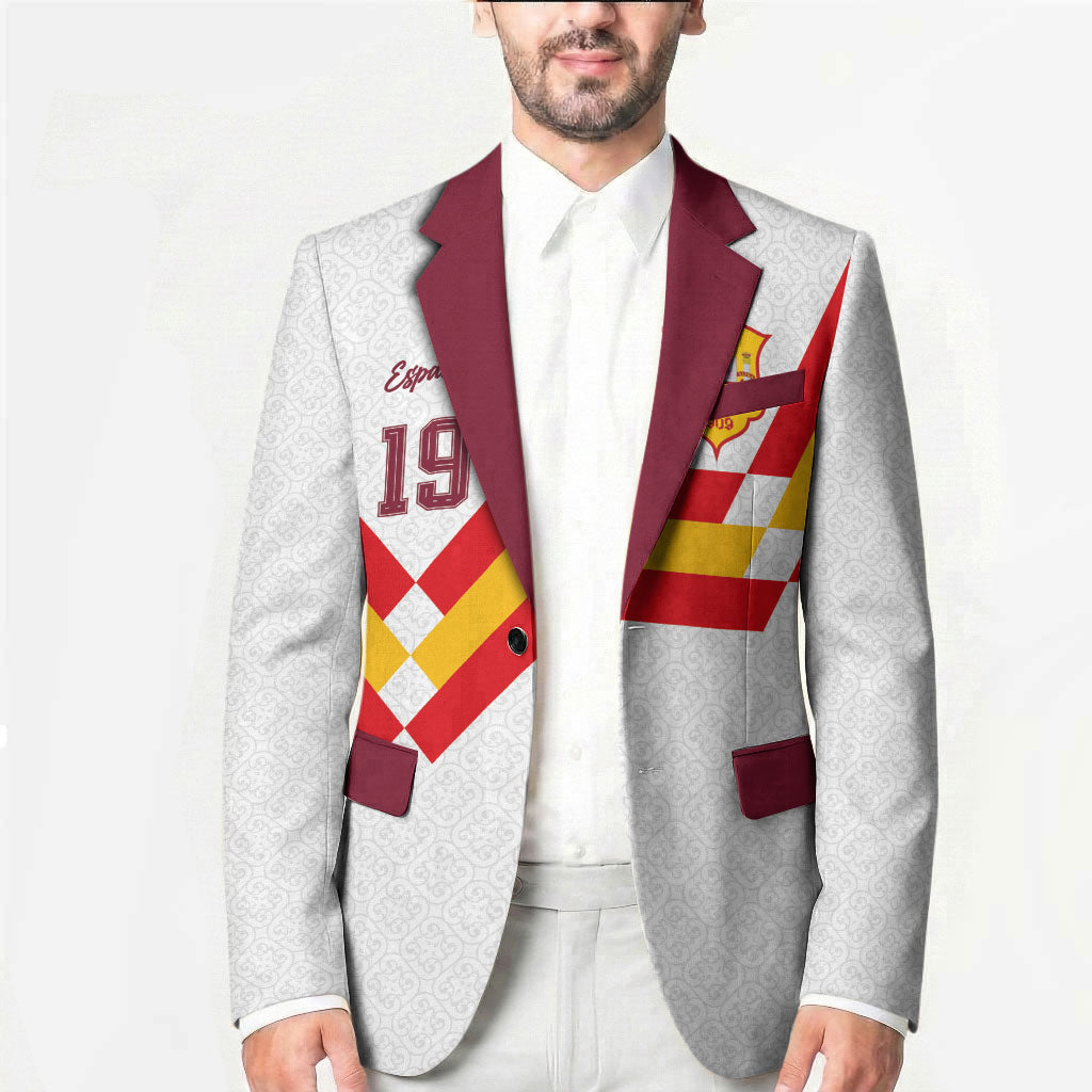 Custom Spain National Football Blazer Geometric Flag Stripe Pattern Retro Graphic Concept