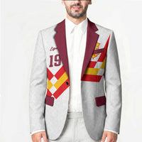 Custom Spain National Football Blazer Geometric Flag Stripe Pattern Retro Graphic Concept