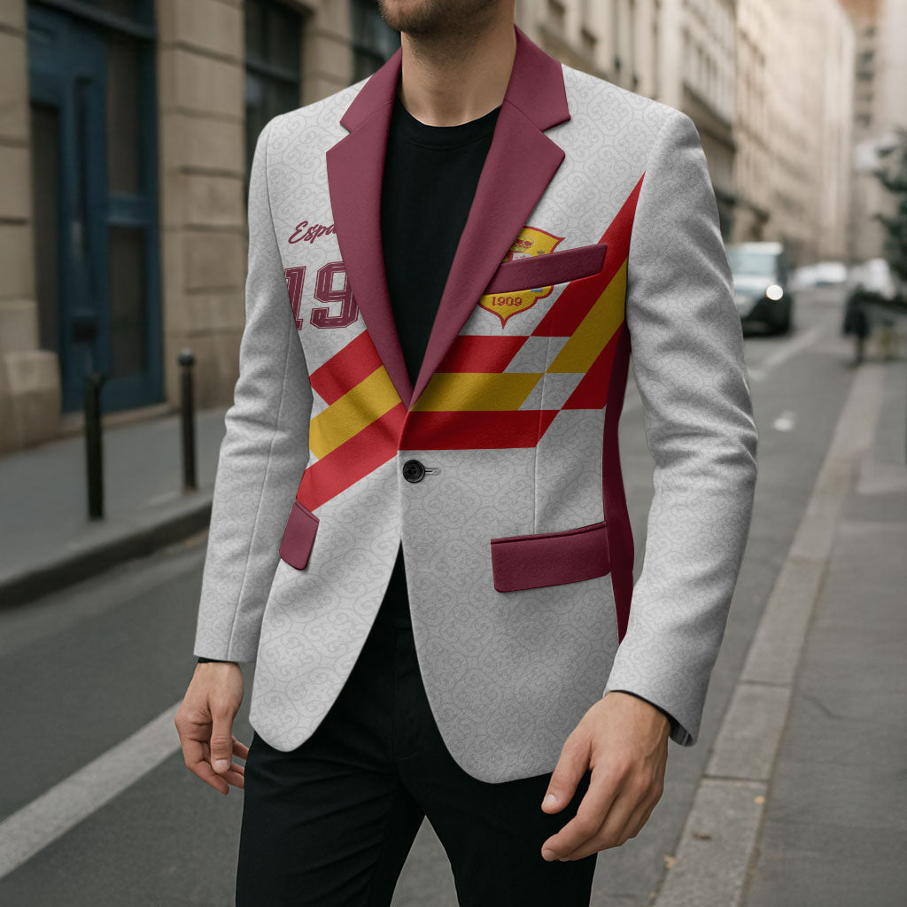 Custom Spain National Football Blazer Geometric Flag Stripe Pattern Retro Graphic Concept