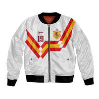 Custom Spain National Football Bomber Jacket Geometric Flag Stripe Pattern Retro Graphic Concept