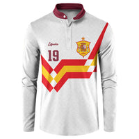 Custom Spain National Football Button Sweatshirt Geometric Flag Stripe Pattern Retro Graphic Concept