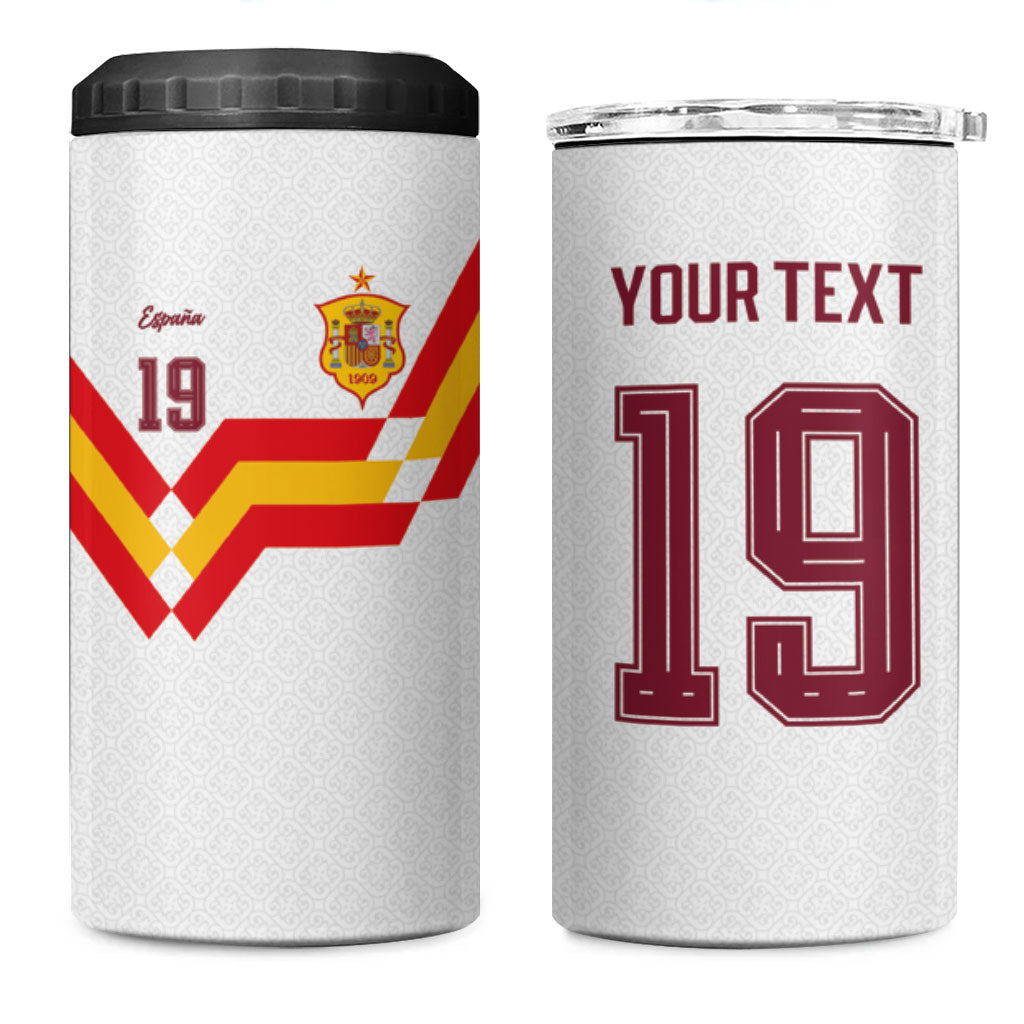 Custom Spain National Football 4 in 1 Can Cooler Tumbler Geometric Flag Stripe Pattern Retro Graphic Concept