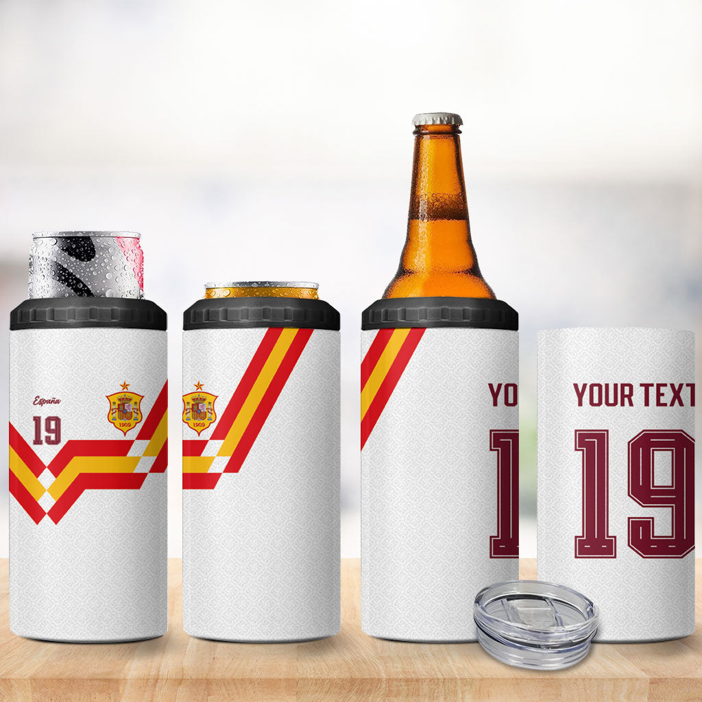 Custom Spain National Football 4 in 1 Can Cooler Tumbler Geometric Flag Stripe Pattern Retro Graphic Concept