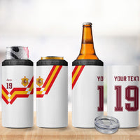 Custom Spain National Football 4 in 1 Can Cooler Tumbler Geometric Flag Stripe Pattern Retro Graphic Concept