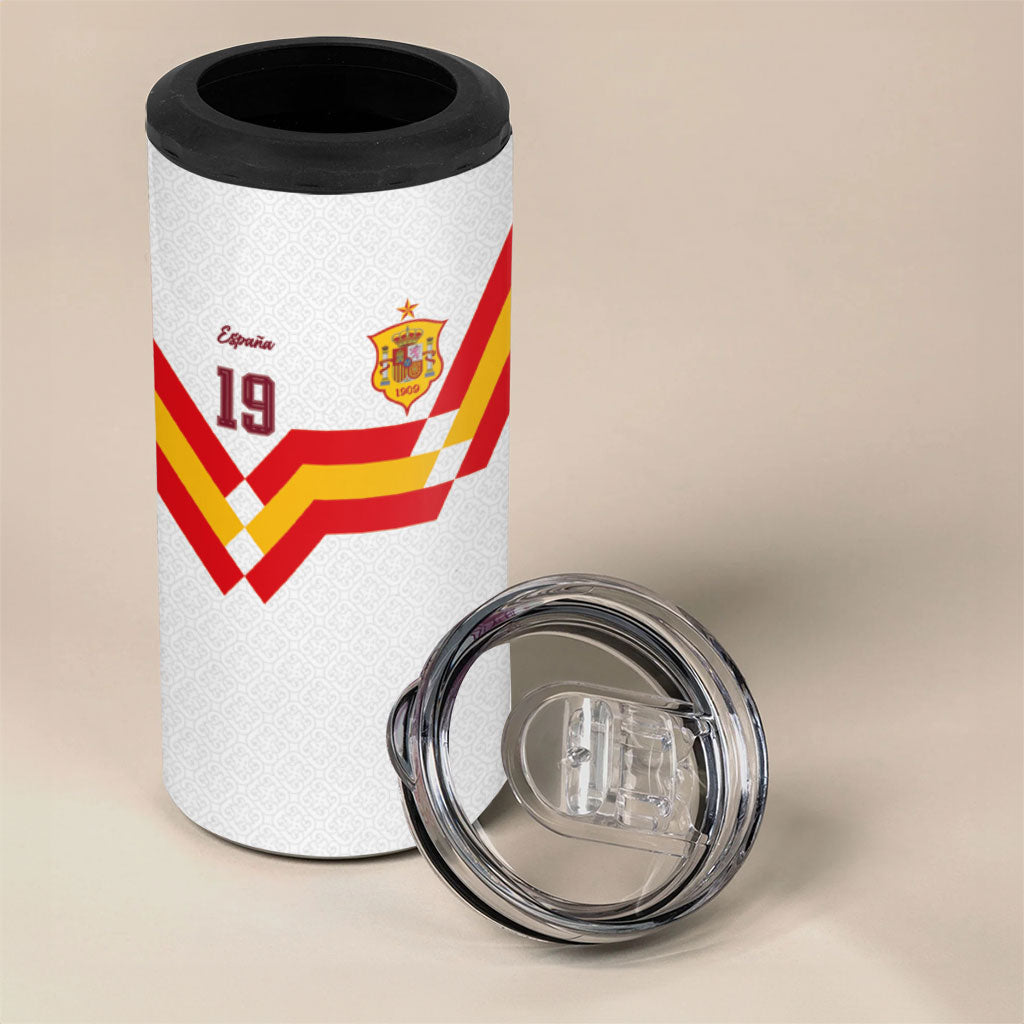 Custom Spain National Football 4 in 1 Can Cooler Tumbler Geometric Flag Stripe Pattern Retro Graphic Concept