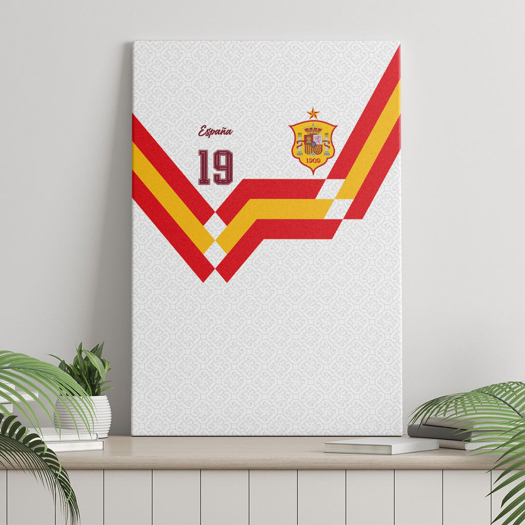 Custom Spain National Football Canvas Wall Art Geometric Flag Stripe Pattern Retro Graphic Concept