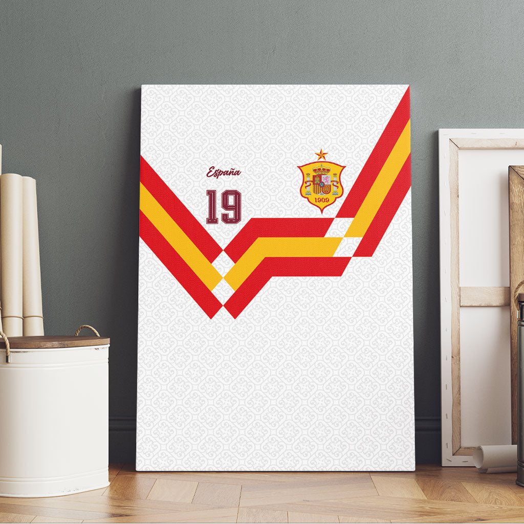 Custom Spain National Football Canvas Wall Art Geometric Flag Stripe Pattern Retro Graphic Concept