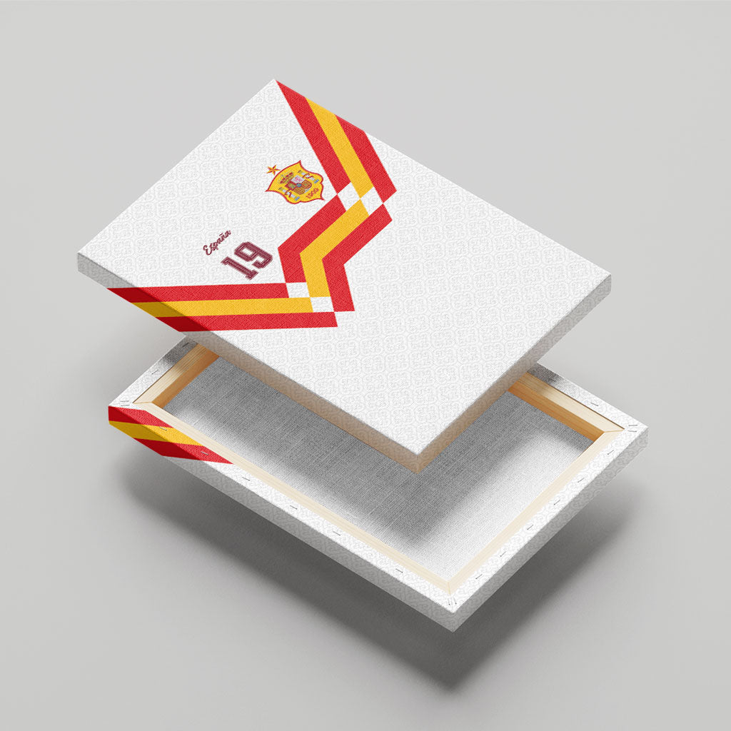 Custom Spain National Football Canvas Wall Art Geometric Flag Stripe Pattern Retro Graphic Concept